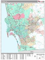 Greater San Diego Detailed Region Wall Map w//Zip Codes 3 Sizes Paper