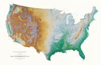 United States shaded relief wall map