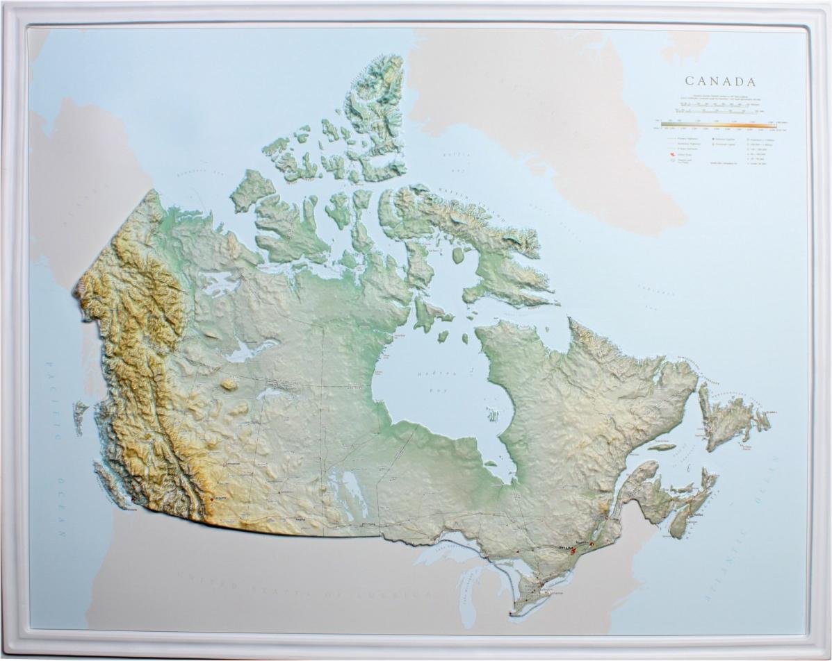 Рельеф сша и канады. Рельеф Канады карта. Рельефная карта Канады. Рельеф Канады атлас.